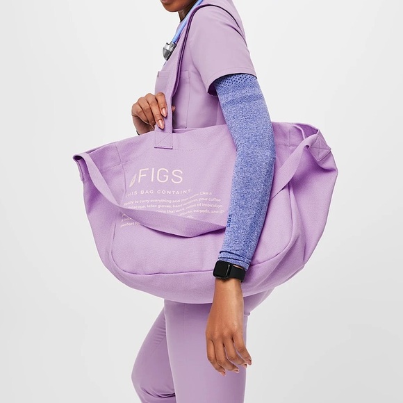 FIGS Large Canvas Tote Bag in Lavender Dew - Picture 3 of 11